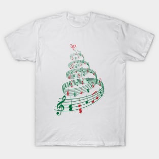 Christmas tree with music notes and heart T-Shirt